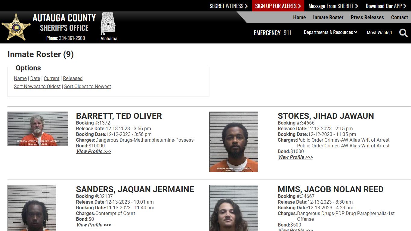 Inmate Roster - Released Inmates Booking Date Descending - Autauga ...